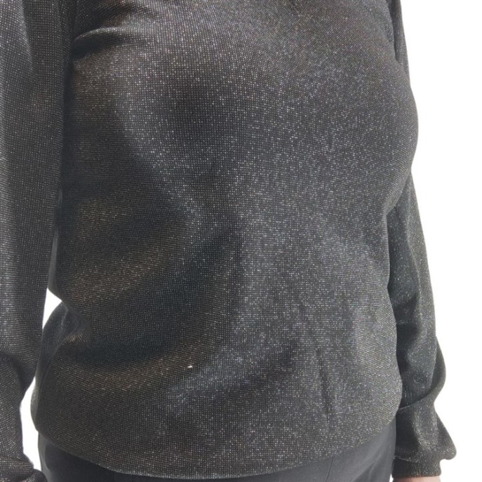 S T-shirt lurex fineknit - Zwart zilver